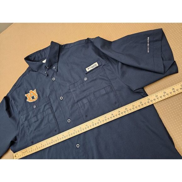 Columbia PFG Bonehead Shirt Mens Medium Blue Auburn University Short Sleeve Top - Picture 10 of 11